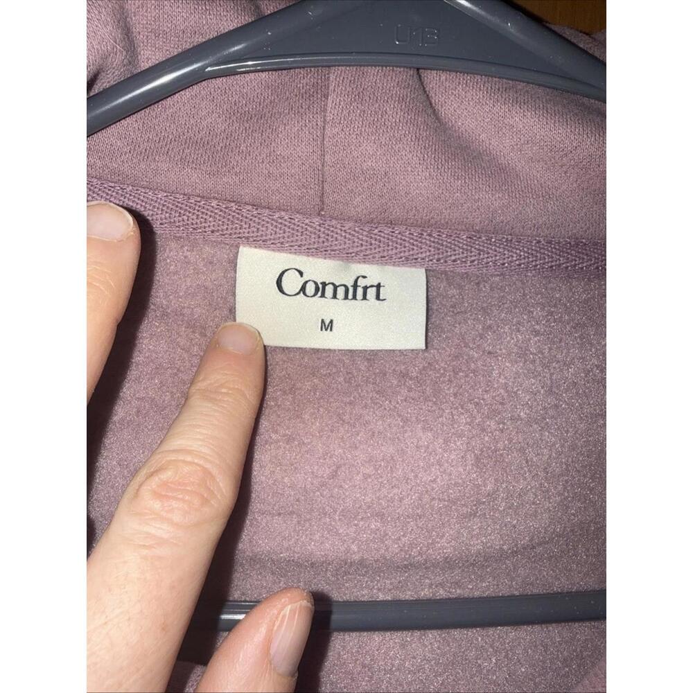Comfrt Unisex Full Zip Hoodie Purple Orchid Sz M NEW Valentines Anxiety Relax - Picture 3 of 8
